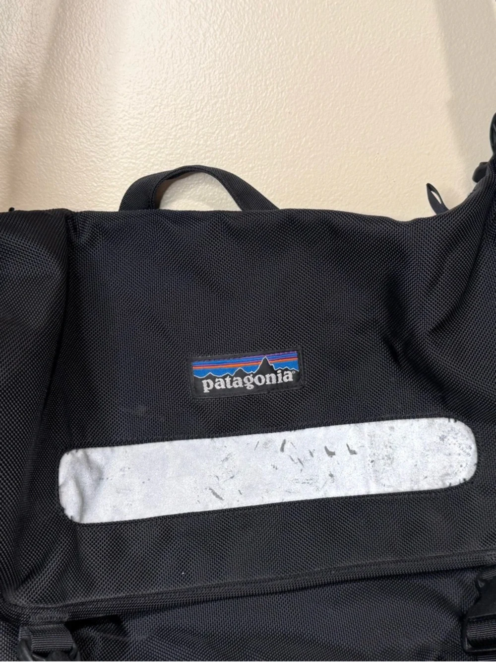 Patagonia Black Messenger Bag with Reflective stripe